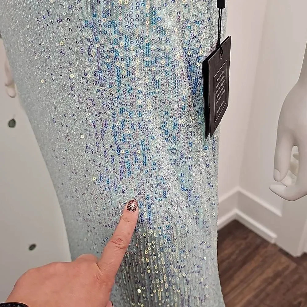 IEENA MAC Duggal Flutter Sleeve Sequin Column Gown - Picture 8 of 16